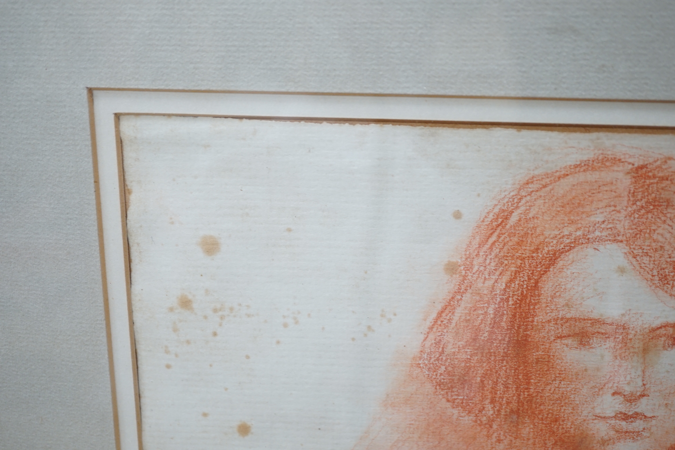 Follower of Christopher Wood, sepia chalk on paper, Female nude, 23 x 32cm, foxed